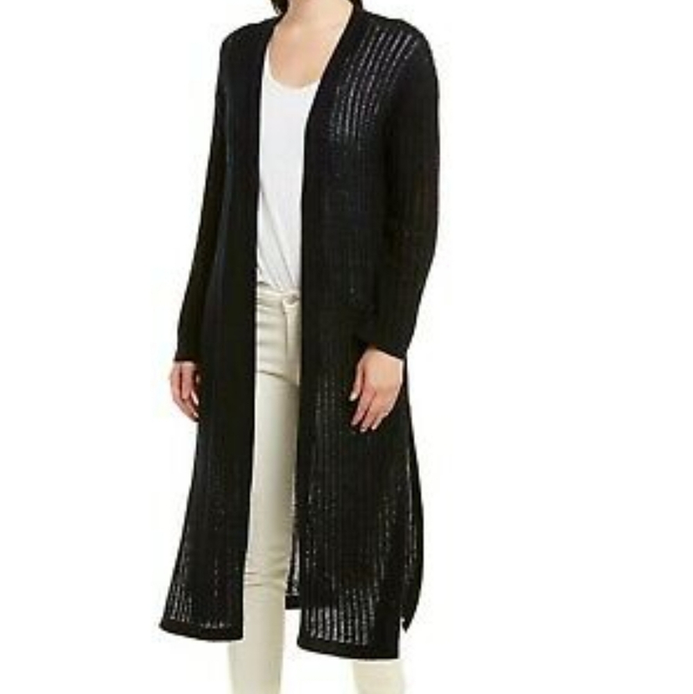 Johnny Was open stripe long cardigan 100% Cashmere